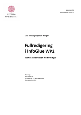 CMS-redigering WP2 - Supportwebben för InfoGlue 3