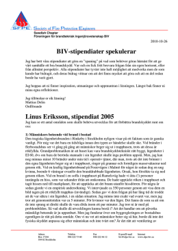 BIV-stipendiater spekulerar Linus Eriksson, stipendiat 2005