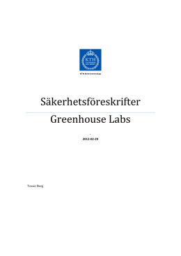 GreenhouseLabs Säkerhetsföreskrifter 20120213