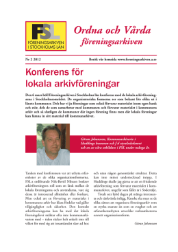 Medlemsblad nr 2-2012 - Föreningsarkiven i Stockholms län