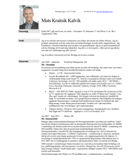 Mats Kraitsik Kalvik CV