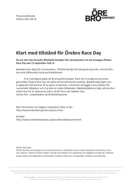 Klart med tillstånd för Örebro Race Day