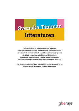 Smakprov Svenska Timmar litteraturen - lab