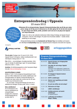 Entreprenörsfredag i Uppsala - Nationell konferens Vatten Avlopp