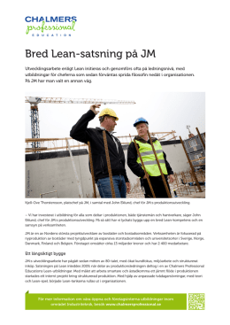 Bred Lean-satsning på JM - Chalmers Professional Education