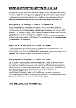 Fritidsaktiviteter för Åk 3-4 Våren 2015