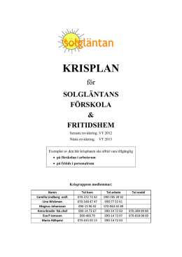 KRISPLAN - Solgläntan