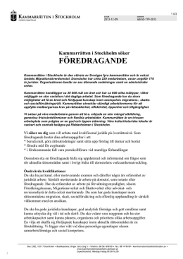 FÖREDRAGANDE - Kammarrätten i Stockholm