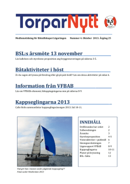 BSL:s årsmöte 13 november - Båtsällskapet Lögarängen
