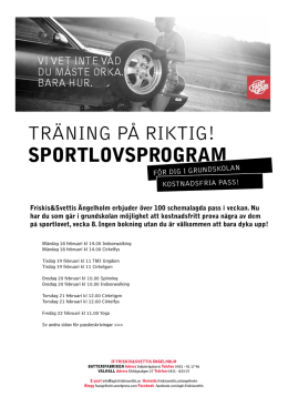 träning på riktig! sportlovsprogram - Friskis & Svettis