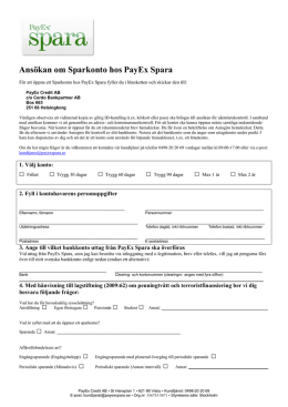 Ansökan om Sparkonto hos PayEx Spara