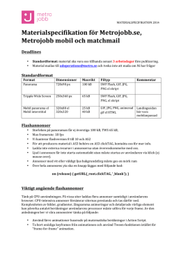 Materialspecifikation för Metrojobb.se, Metrojobb