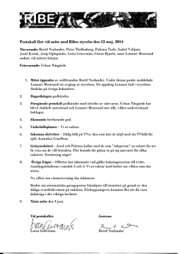 Protokoll fort vid mote med Ribes styrelse den 13 maj. 2014