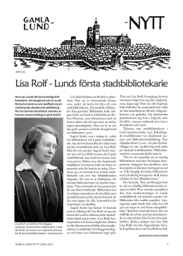 Lisa Rolf - Lunds första stadsbibliotekarie