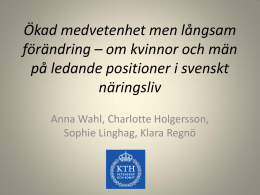 Professor Anna Wahl, KTH - Delegationen för jämställdhet i arbetslivet