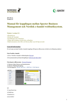 Manual för kopplingen mellan Specter Business - Nordisk e