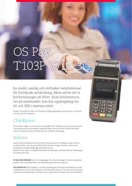 Produktblad OS Pay T103P Wifi/3G