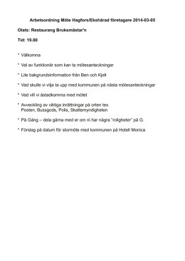 Arbetsordning Möte Hagfors/Ekshärad företagare