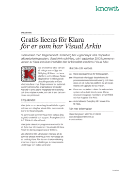 Gratis licens för Klara för er som har Visual Arkiv