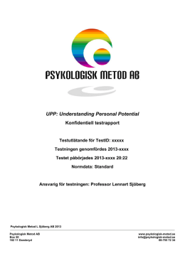 UPP-9-testrapport - Psykologisk metod