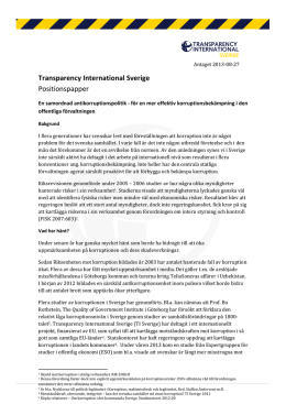 Transparency International Sverige Positionspapper