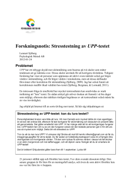 Forskningsnotis: Stresstestning av UPP-testet
