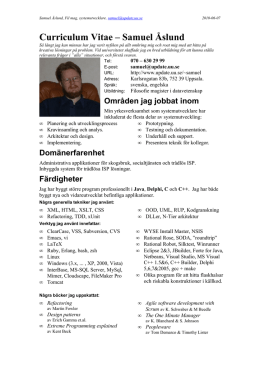 Curriculum Vitae – Samuel Åslund