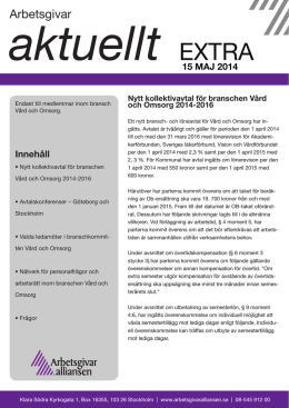 Arbetsgivaraktuellt Extra Vård och Omsorg 15 maj 2014