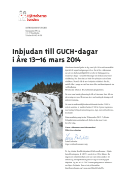 Inbjudan till GUCH-dagar i Åre 13–16 mars 2014