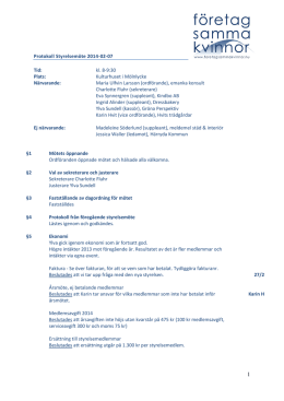Protokoll Styrelsemöte 2014-02-07 Tid: kl. 8
