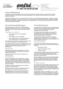 Informationsblad - Entré Trafikskola Malmö