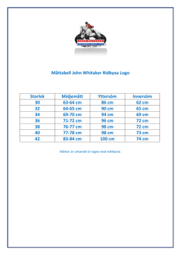 M&aring;ttabell John Whitaker Ridbyxa Logo Storlek Midjem&aring;tt Ytters&ouml;m