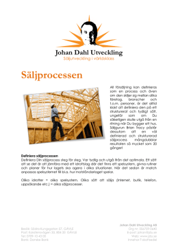 Säljprocessen - Johan Dahl Utveckling