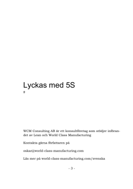 Lyckas med 5S - World Class Manufacturing