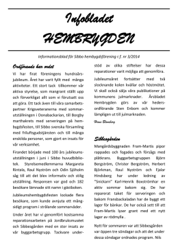 Infobladet HEMBRYGDEN 3/2014