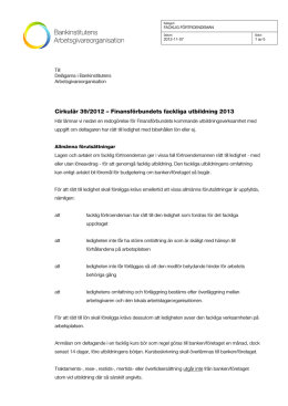 Cirkulär 39/2012 – Finansförbundets fackliga utbildning 2013