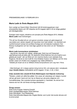 Pressmeddelande Årets Mappie 2013 - M