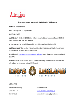 Inbjudan till Leos Lekland - Välkomment till Attention Kronoberg