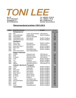 Toni Lee prislista 2013