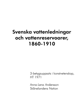 Svenska vattenledningar och vattenreservoarer, 1860-1910