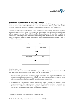 Metodtips - Alternativ form för SWOT-analys