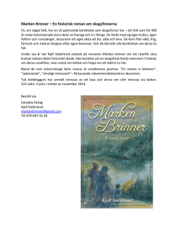 Marken Brinner – En historisk roman om skogsfinnarna