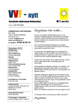 VVF nytt 2012 nr 1 - Värmdöviks vägförening