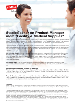 Staples söker en Product Manager inom "Facility & Medical Supplies"