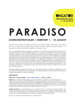 paradiso scenkonstfestivalen i kärrtorp 1 - 10 augusti