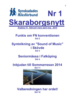 SRF Skaraborgsnytt - Synskadades Riksförbund