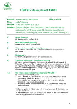 HGK Styrelseprotokoll 4/2014