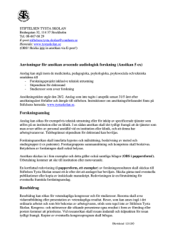 Anvisningar för ansökan avseende audiologisk forskning (Ansökan