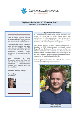 Nyhetsbulletin från SD Södermanland. Nr 3, november 2011