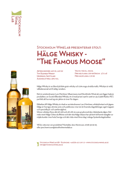 Hälge Whisky - ”The Famous Moose”